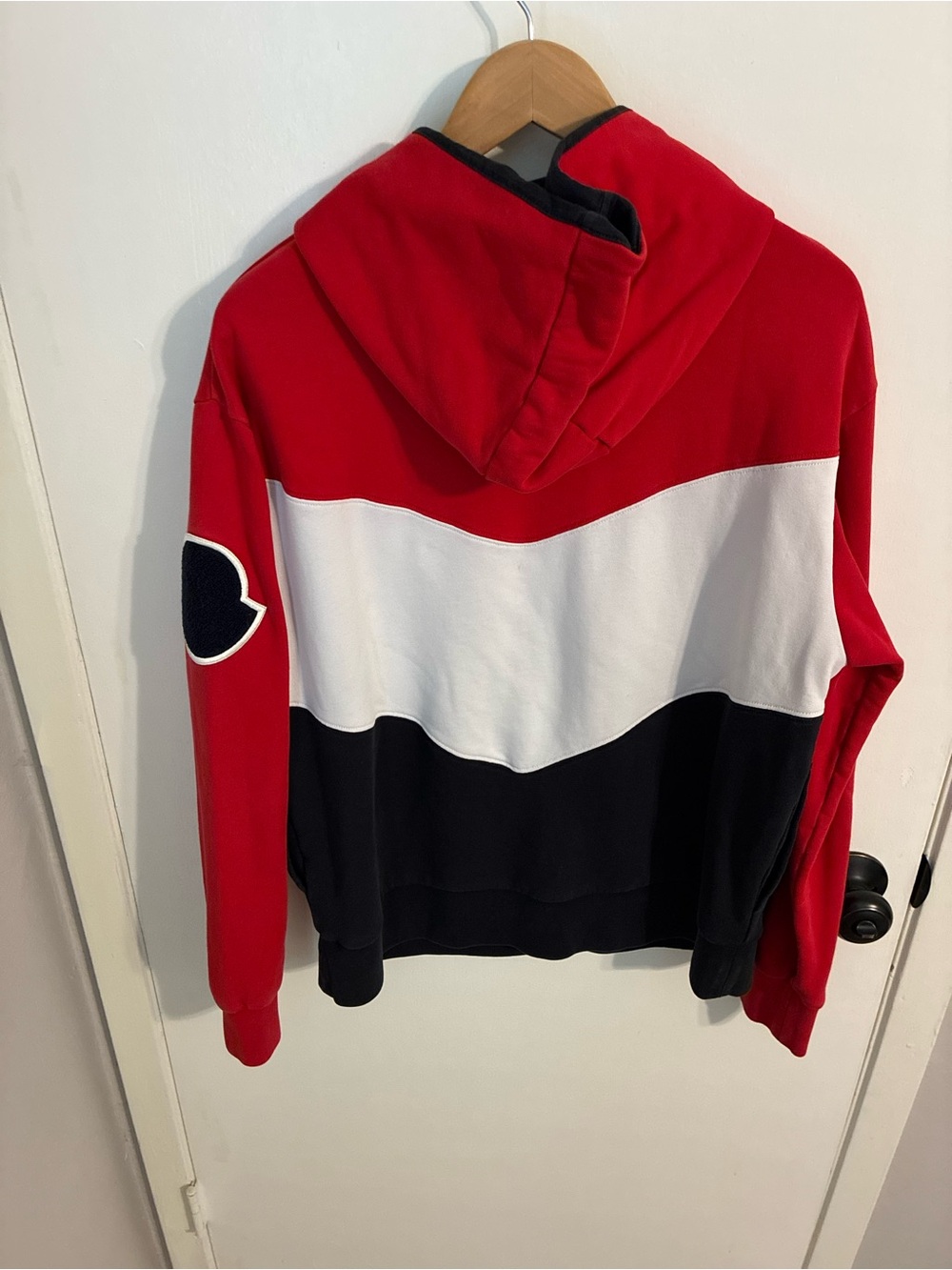 Moncler Men’s Red White and Black Colorblock Hooded Sweatshirt - Picture 2 of 10